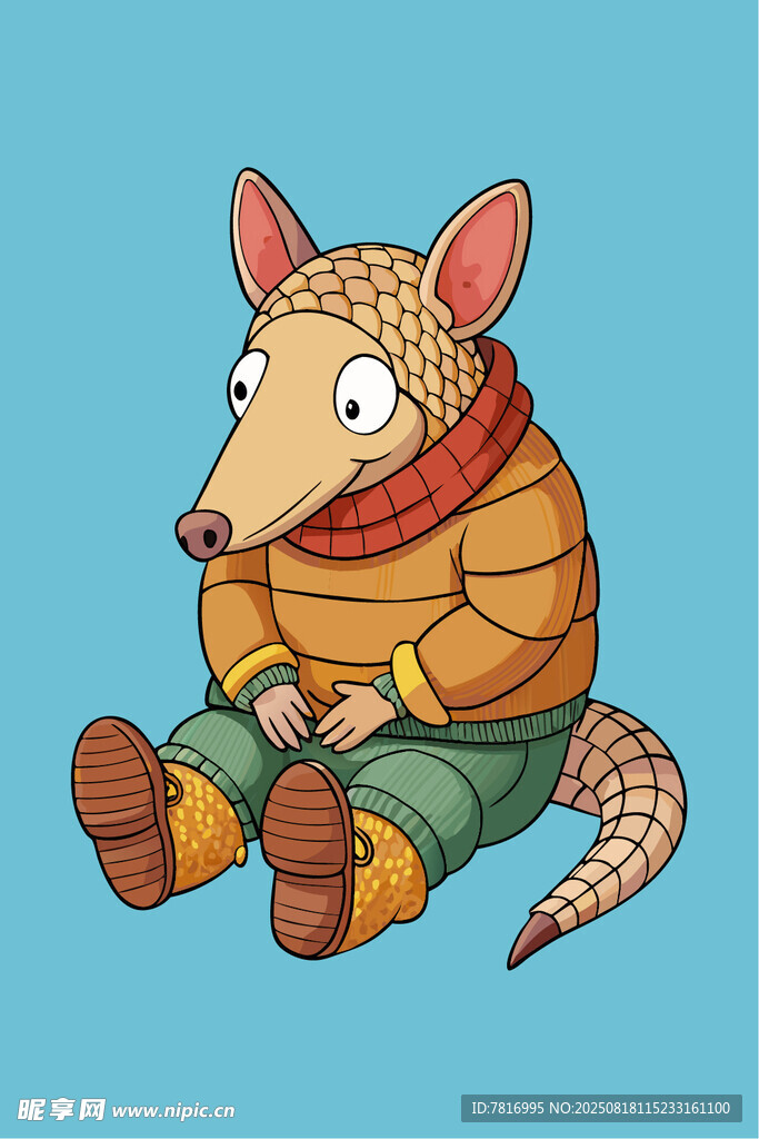 坐着的穿毛衣犰狳