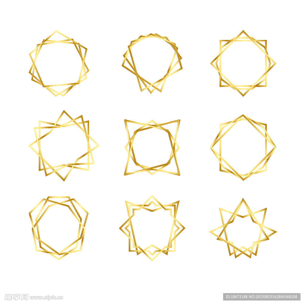 金色几何线条边框素材集