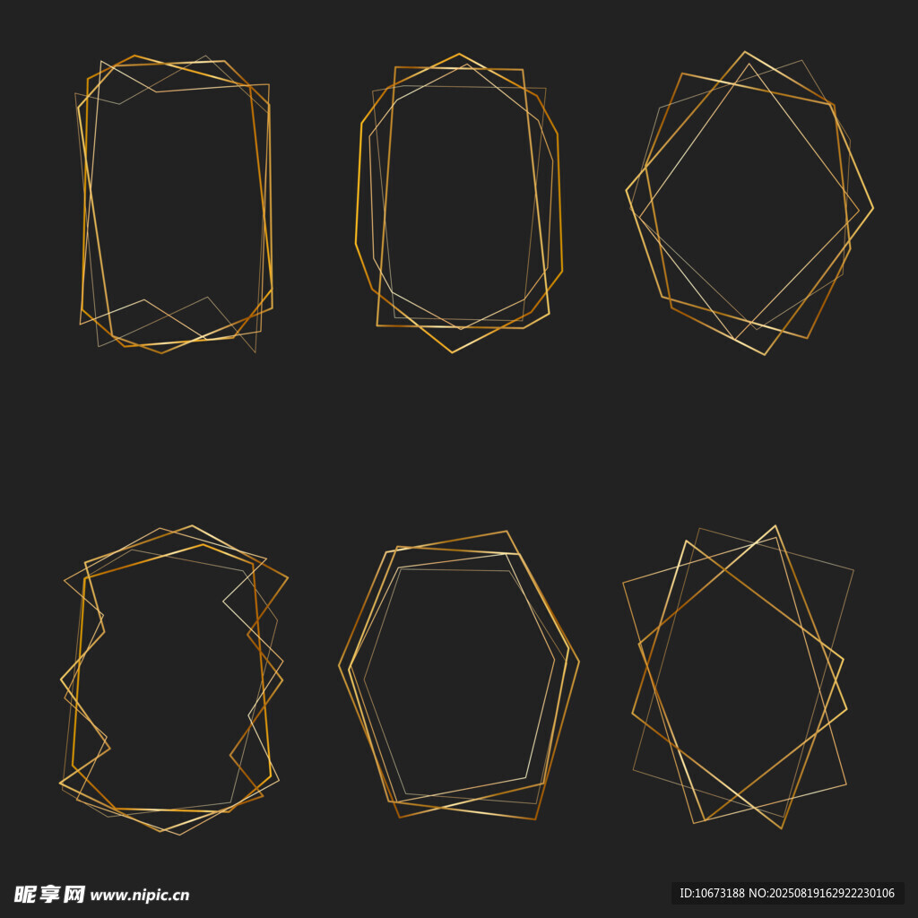 金色几何线条边框设计元素