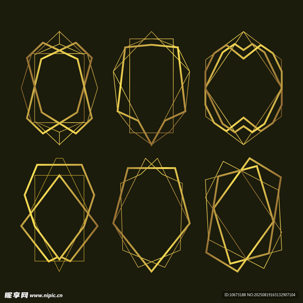 金色几何边框装饰图案集