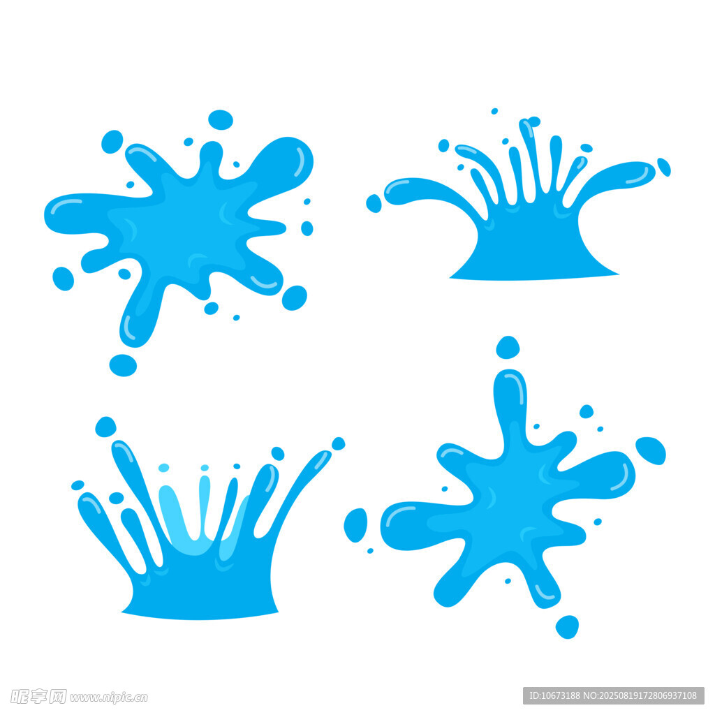 蓝色水花图案设计元素