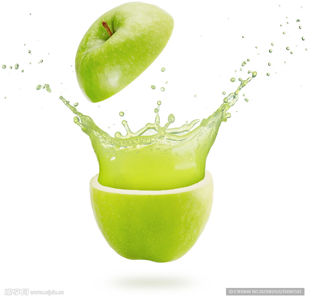 青苹果汁水飞溅瞬间