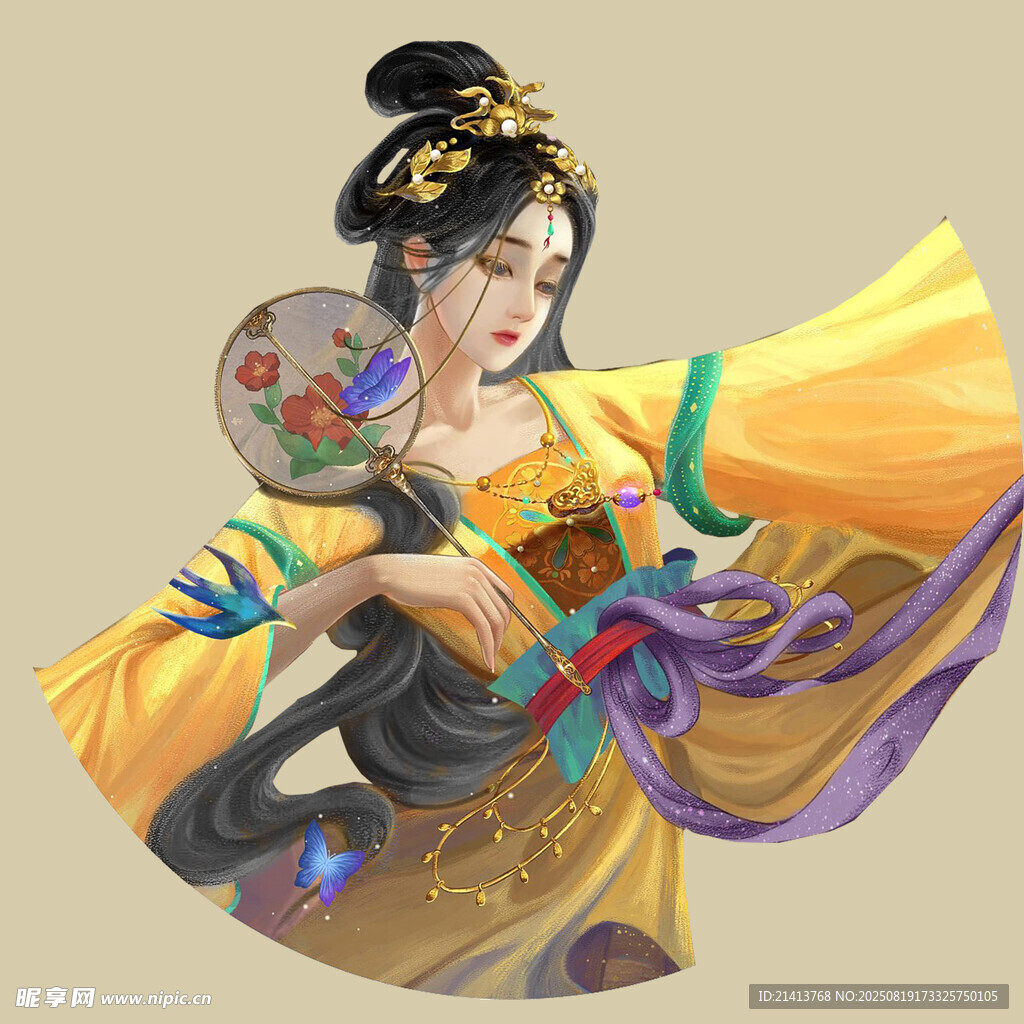 古风华丽持扇古典美人