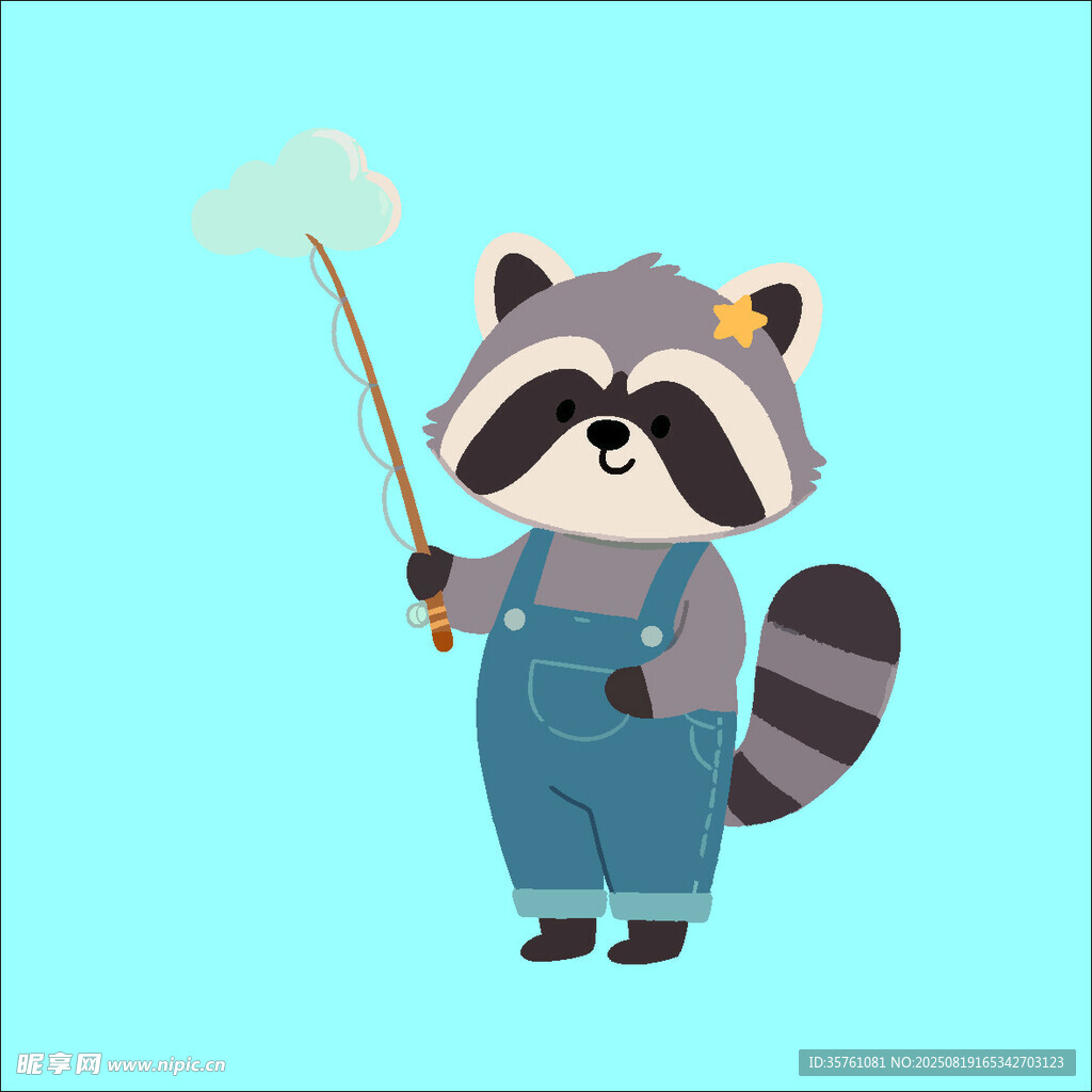 浣熊创意抽象儿童手绘插画