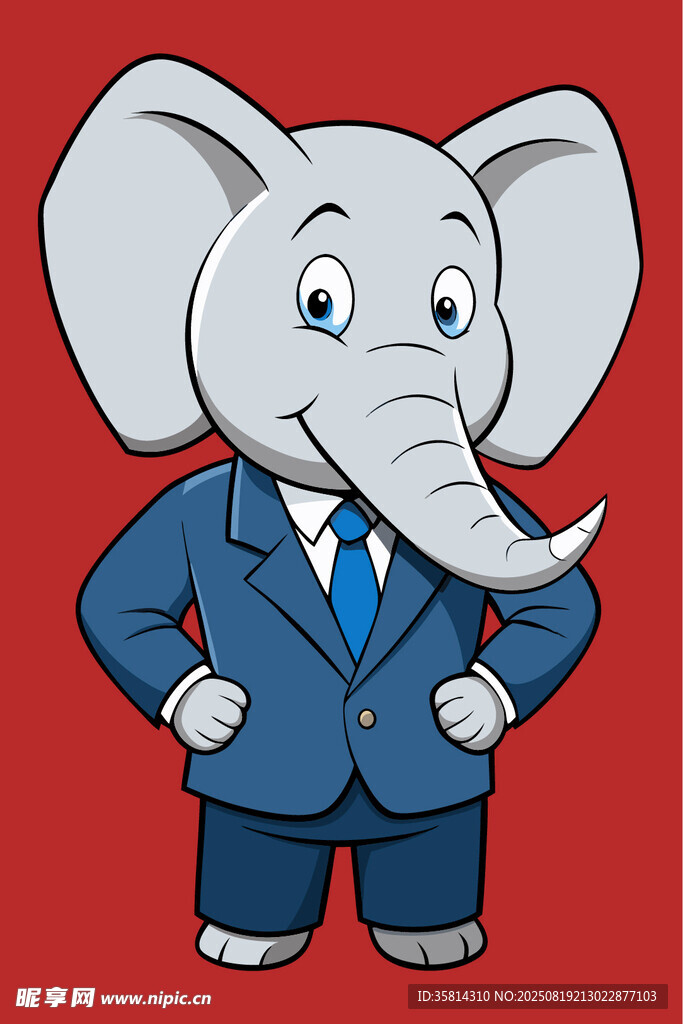 穿西装的可爱大象