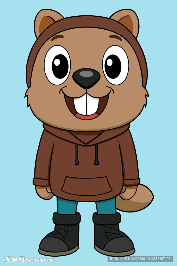 穿连帽衫的可爱卡通松鼠