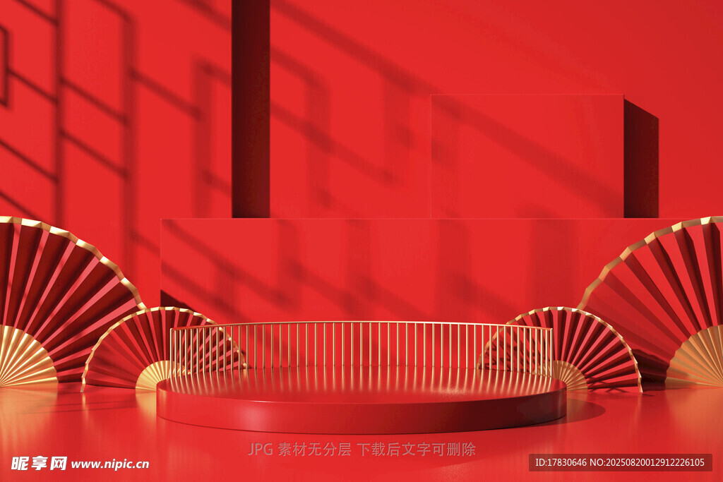 中式红墙下的古典装饰场景