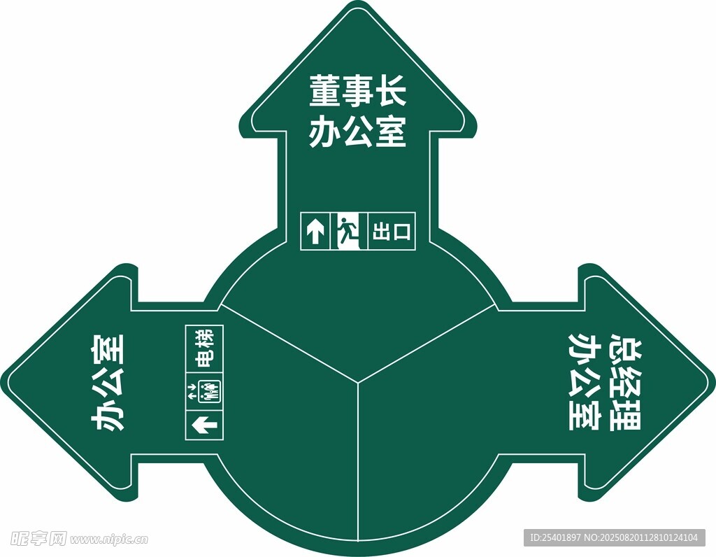 医院箭头  三个方向箭头