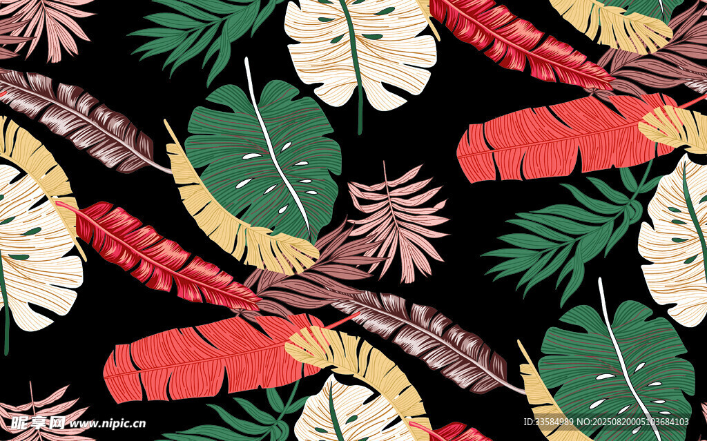 热带植物与水果图案背景