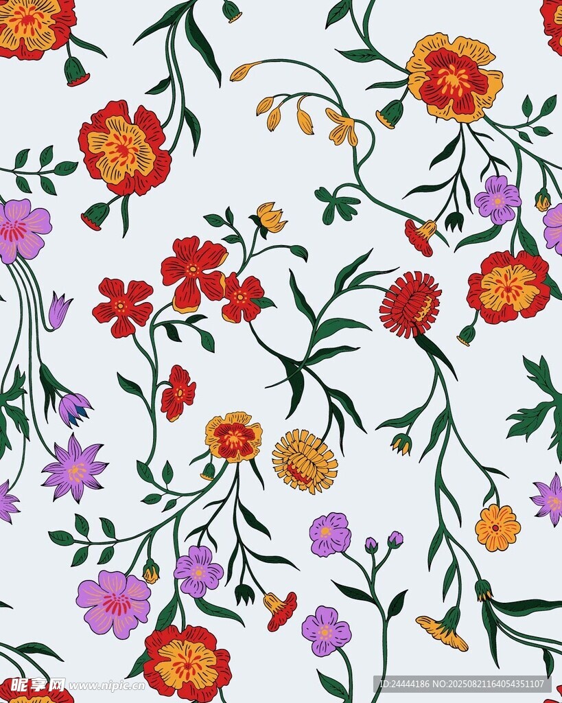 四方连续图 花卉 