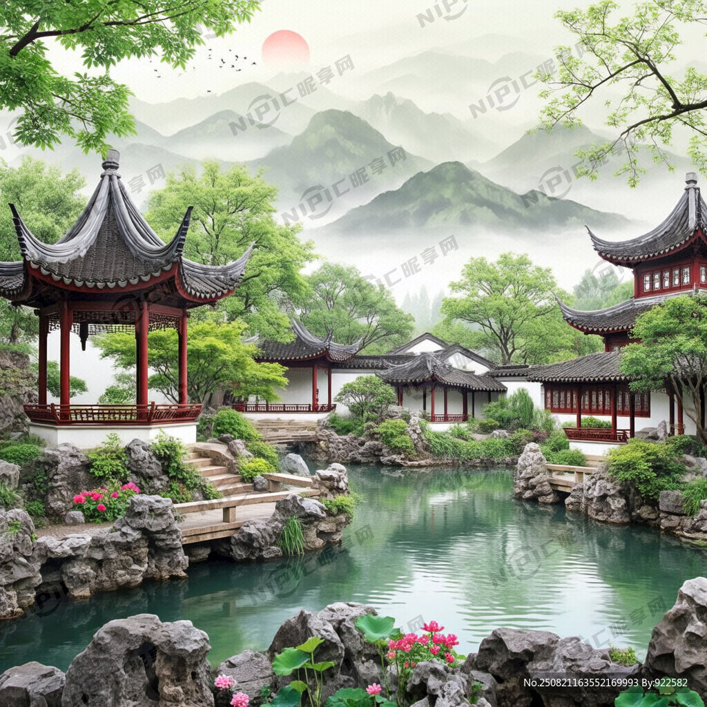 帮我生成一个苏州园林的背景