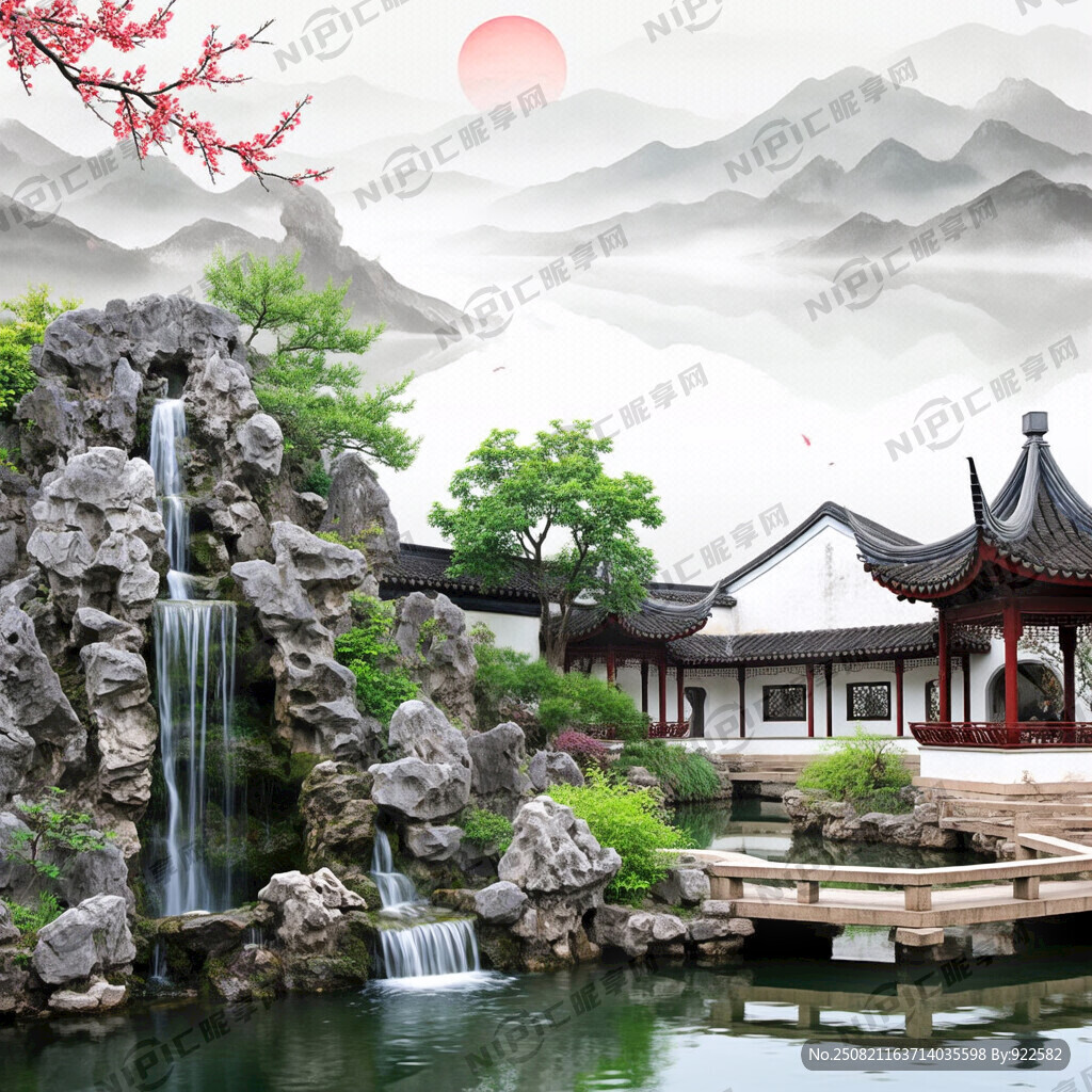 帮我生成一个苏州园林的背景