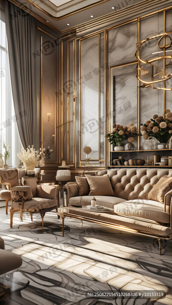 客厅 轻奢现代风格 有定制柜