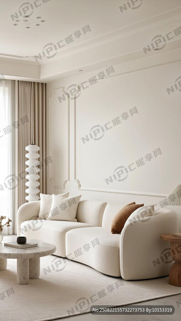 现在简约 客厅 白色米色系