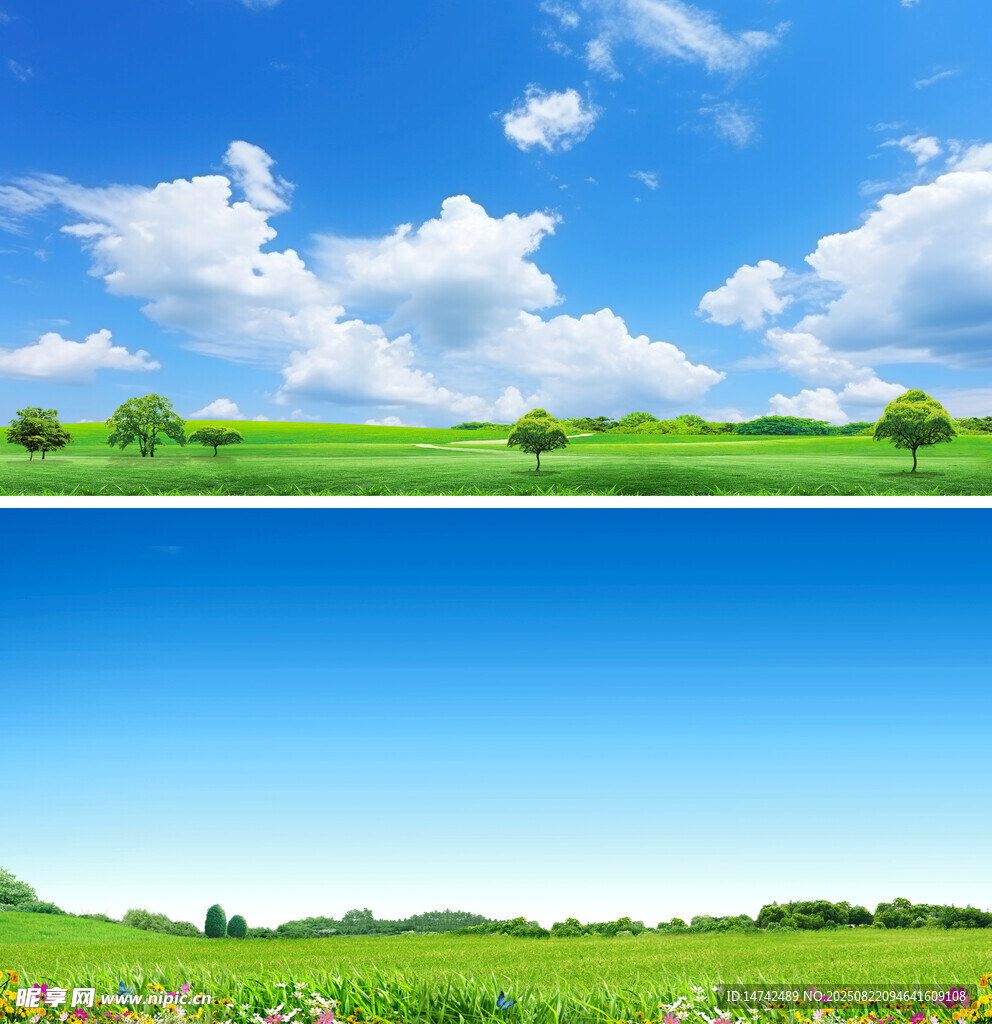 蓝天白云绿草地