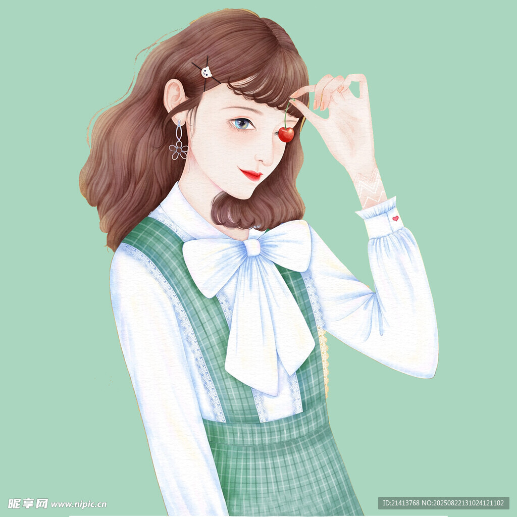 可爱少女用手轻触眼镜