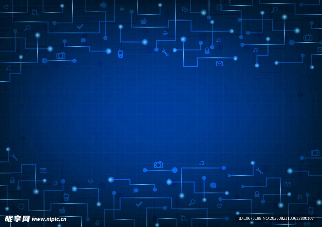 蓝色科技感电路背景图