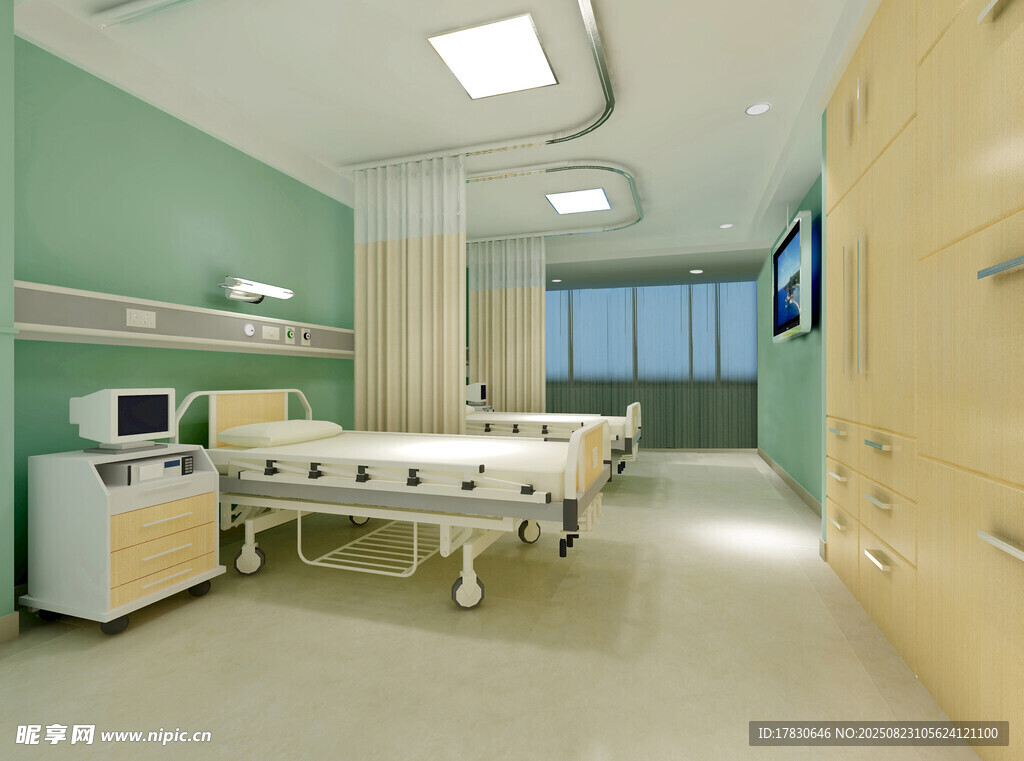现代医院病房内部场景