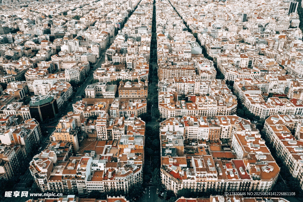 俯瞰城市整齐建筑景观