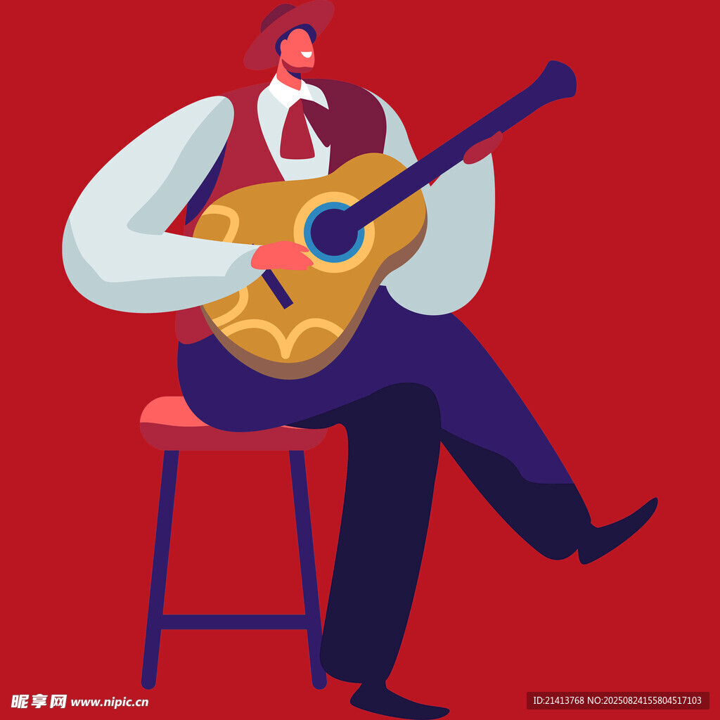 坐着弹吉他的男子