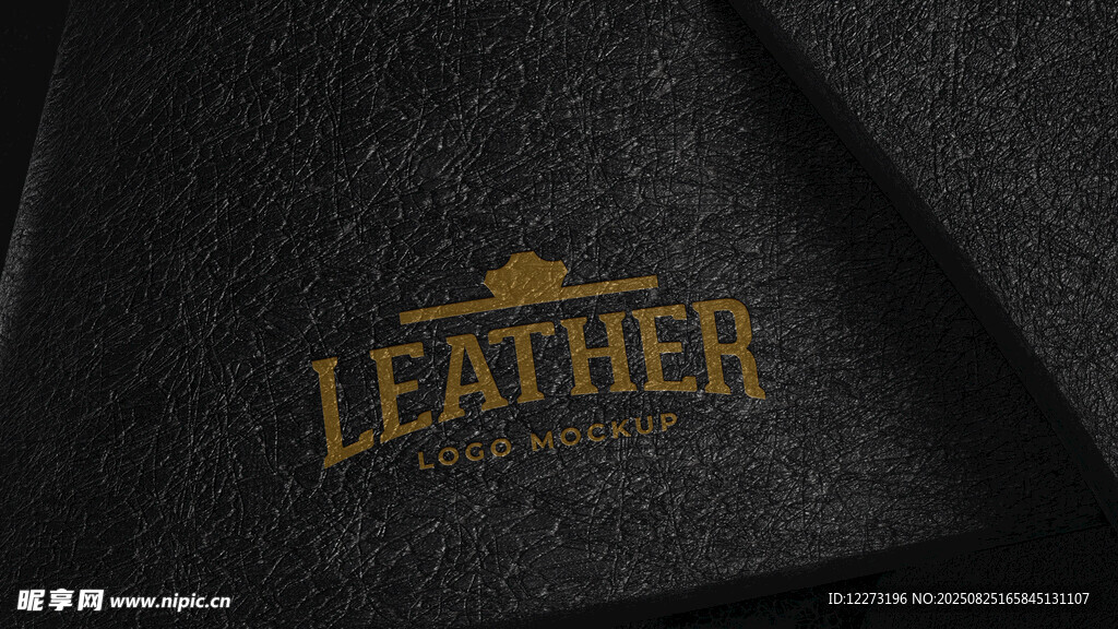 黑色皮革上的金色皮革标志