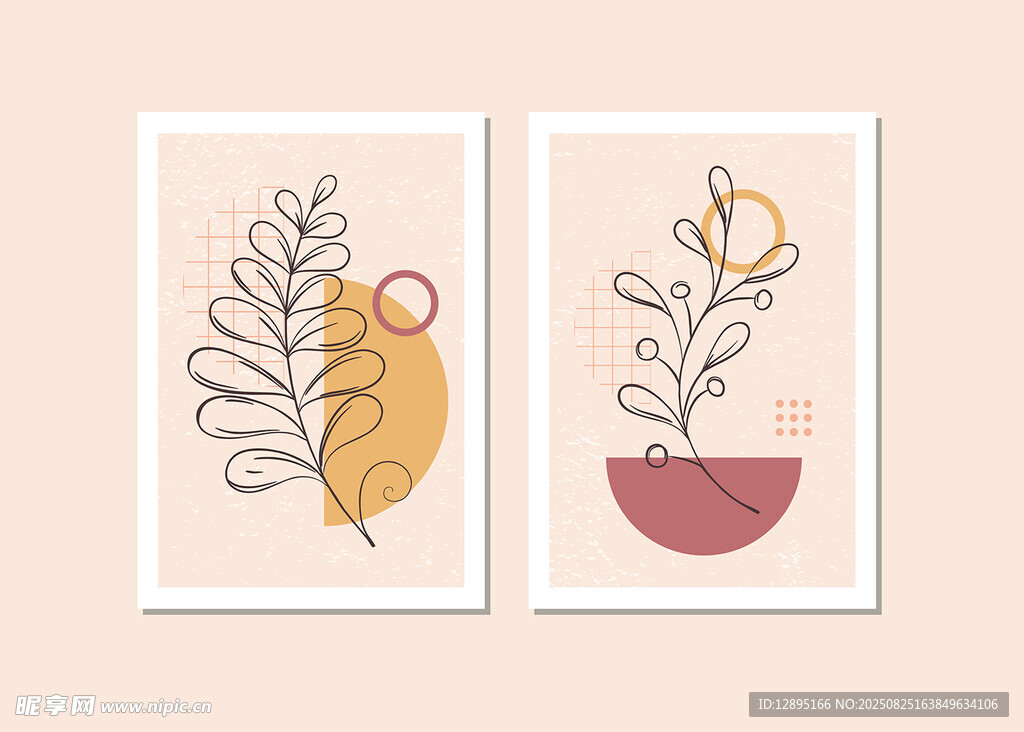 简约植物装饰画两幅
