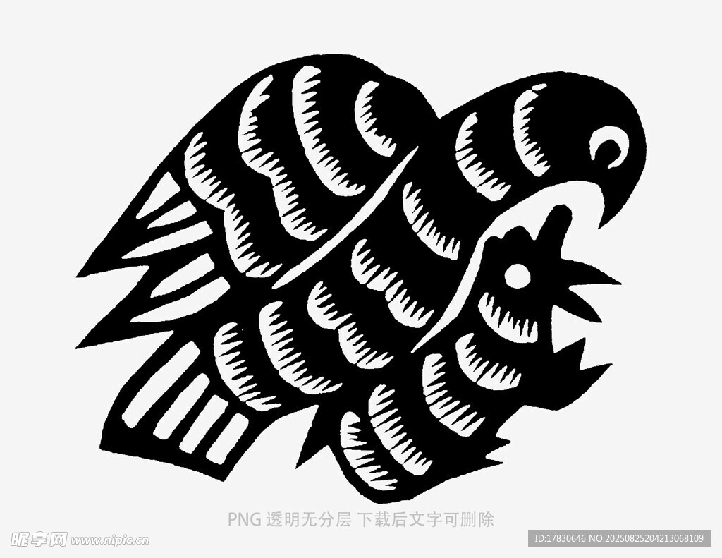 展翅雄鹰剪纸图案