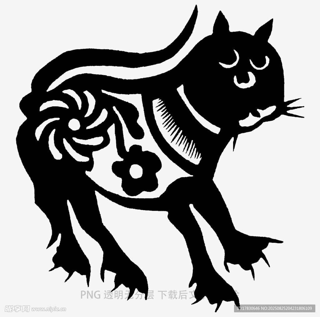 黑猫剪纸艺术图案