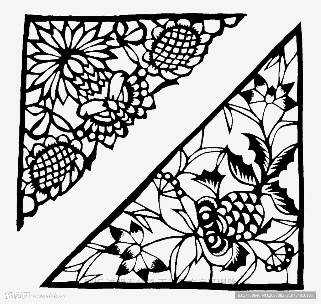 复古花卉三角图案设计