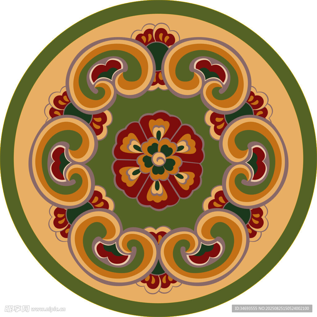 传统圆形花纹图案
