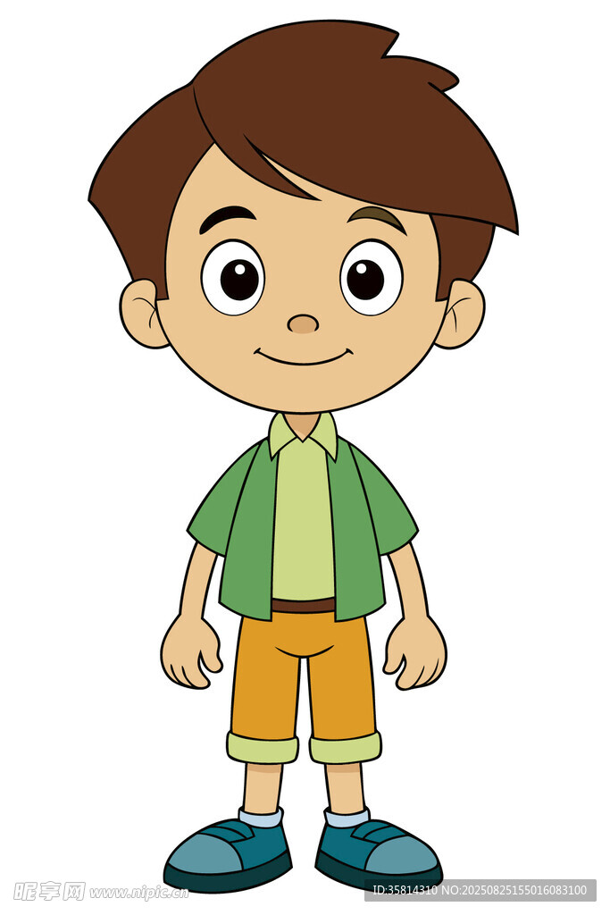 穿绿衣的卡通小男孩