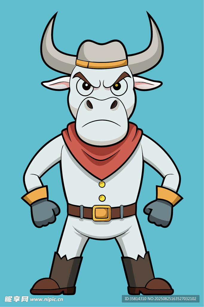 卡通牛仔公牛形象