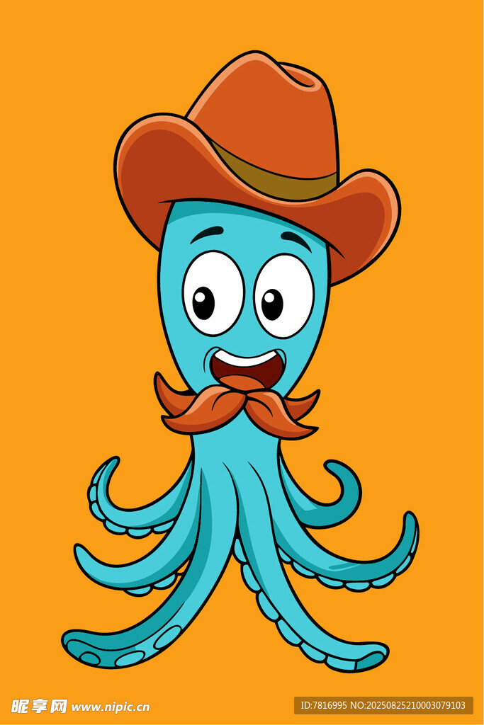 戴牛仔帽的可爱章鱼