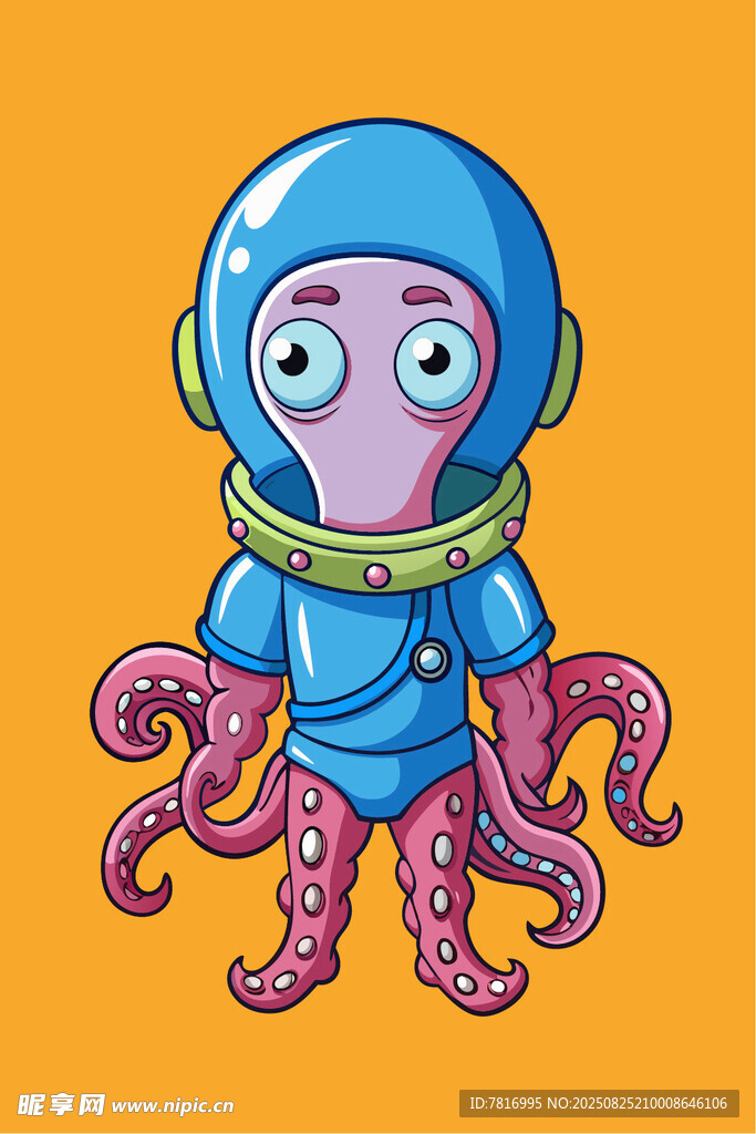 可爱章鱼宇航员形象