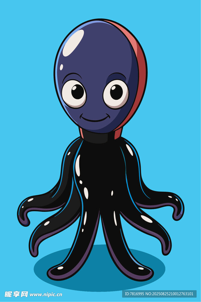 可爱紫色章鱼卡通形象