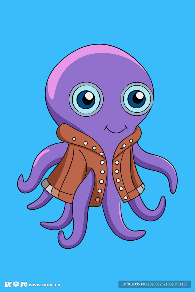 穿毛衣的可爱紫色小章鱼
