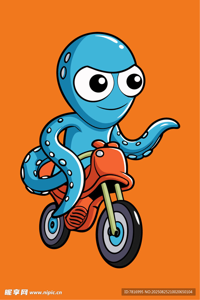 蓝色章鱼骑摩托