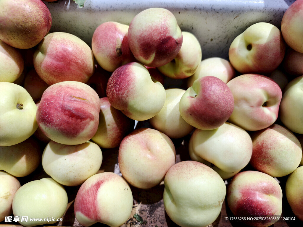 新鲜水蜜桃堆叠展示