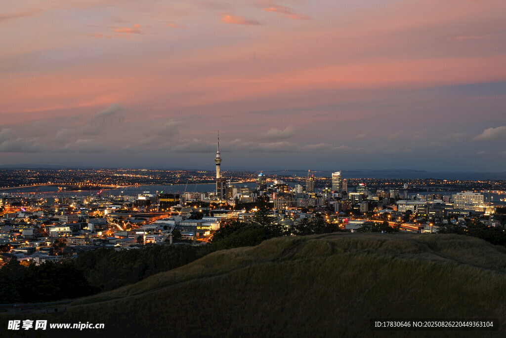 城市黄昏美景俯瞰图