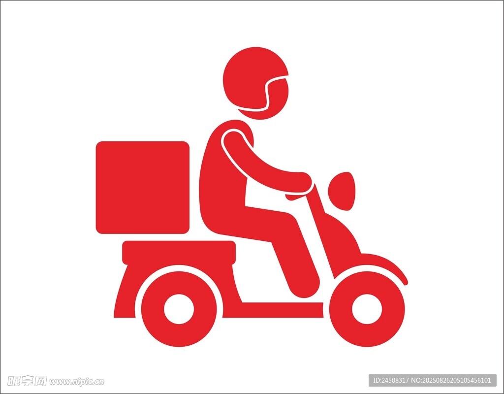 骑电动车的外卖配送员