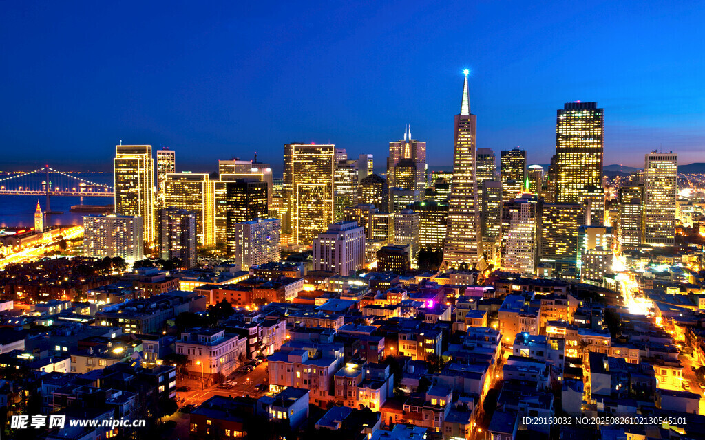 夜幕下的繁华都市景观