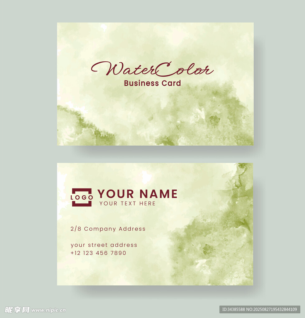 水彩风格优雅名片