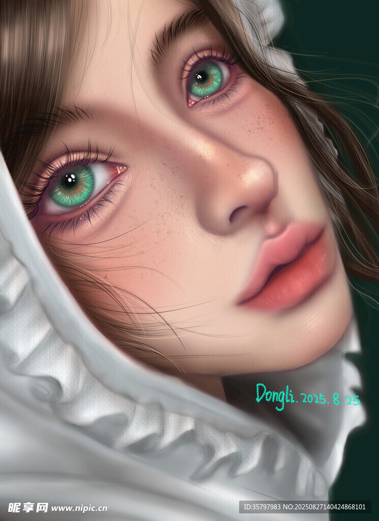 梦幻绿眸少女的神秘面容