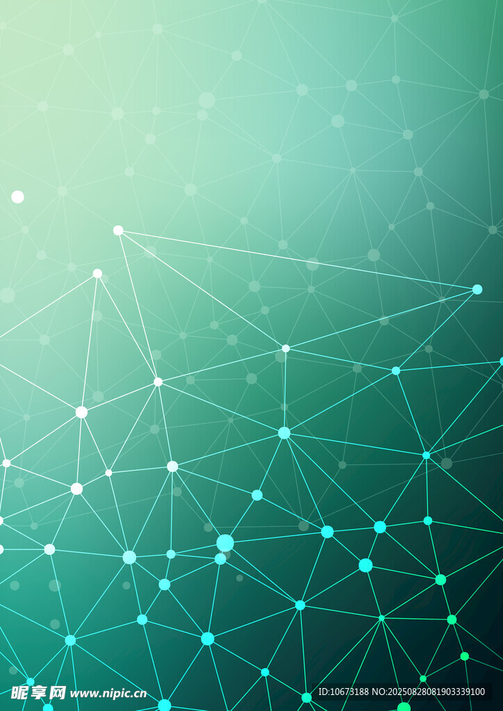 科技感绿底点线网络背景