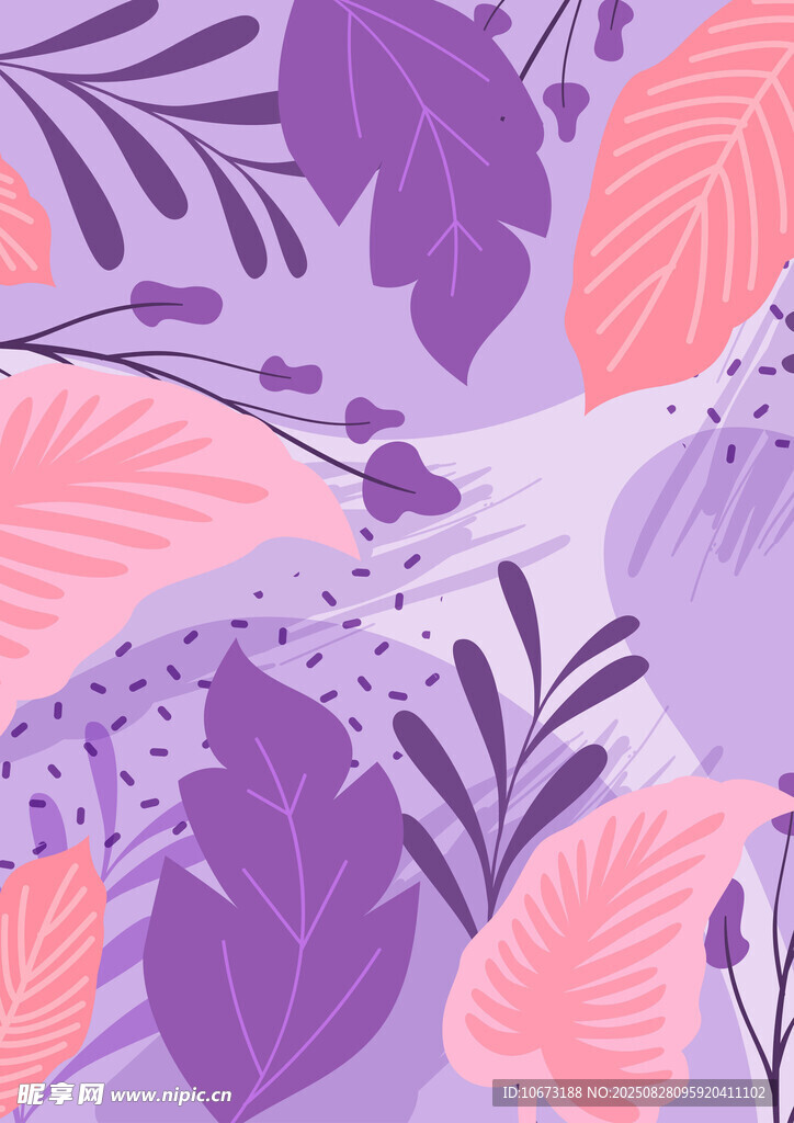 梦幻紫粉植物图案背景