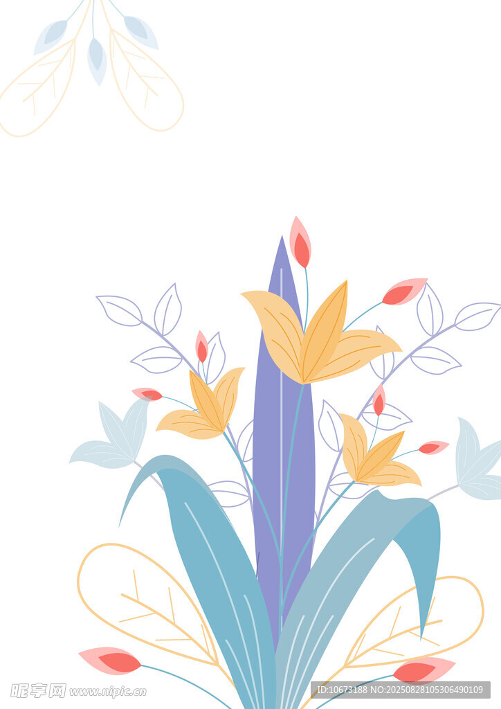 手绘彩色花卉插画图案