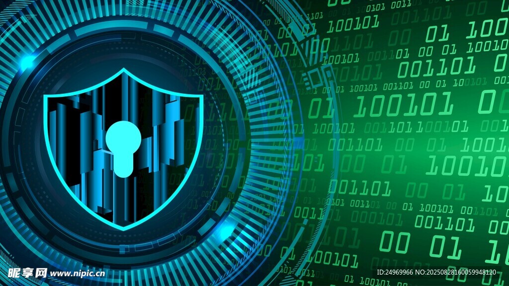 盾牌锁图案的科技背景图