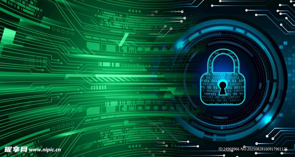 科技感网络安全锁画面