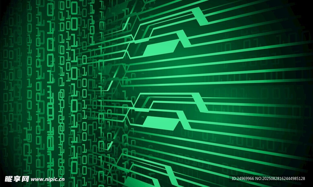科技感绿色数字电路背景