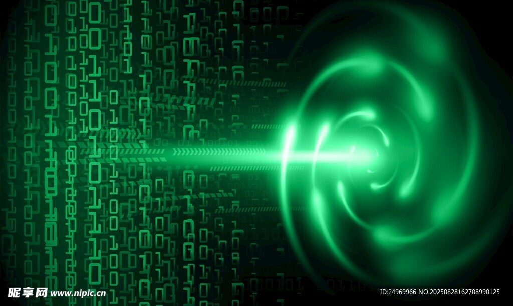 绿色数字漩涡科技背景图